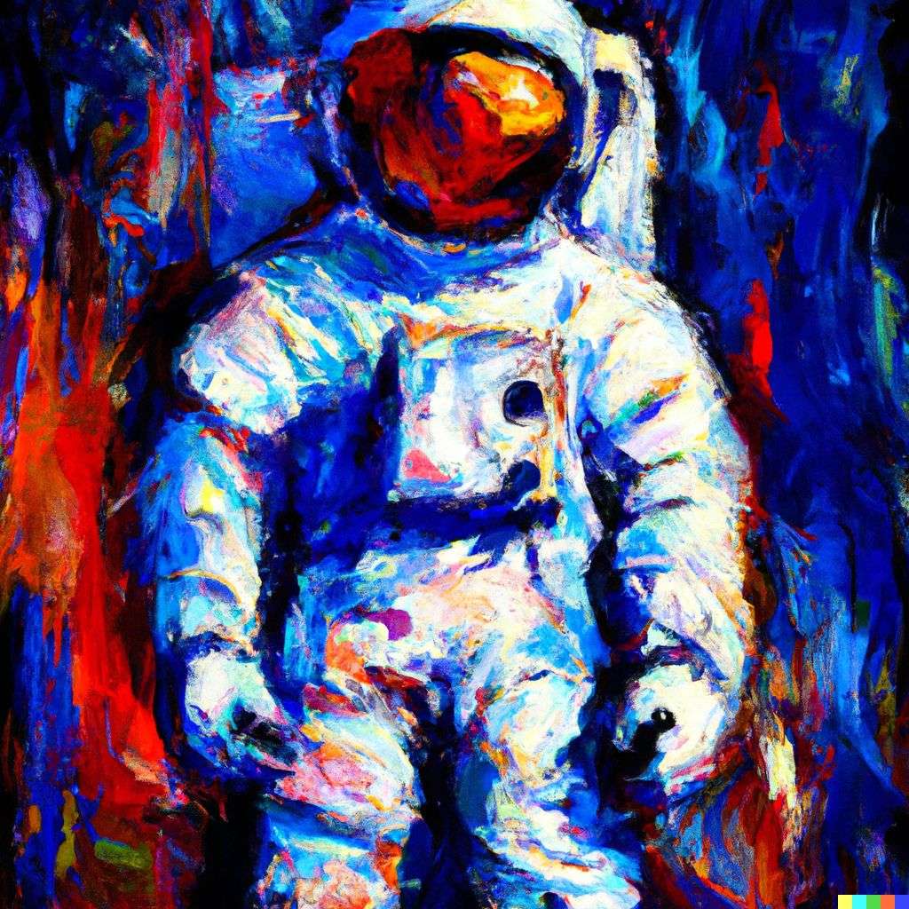 an astronaut, painting by Leonid Afremov